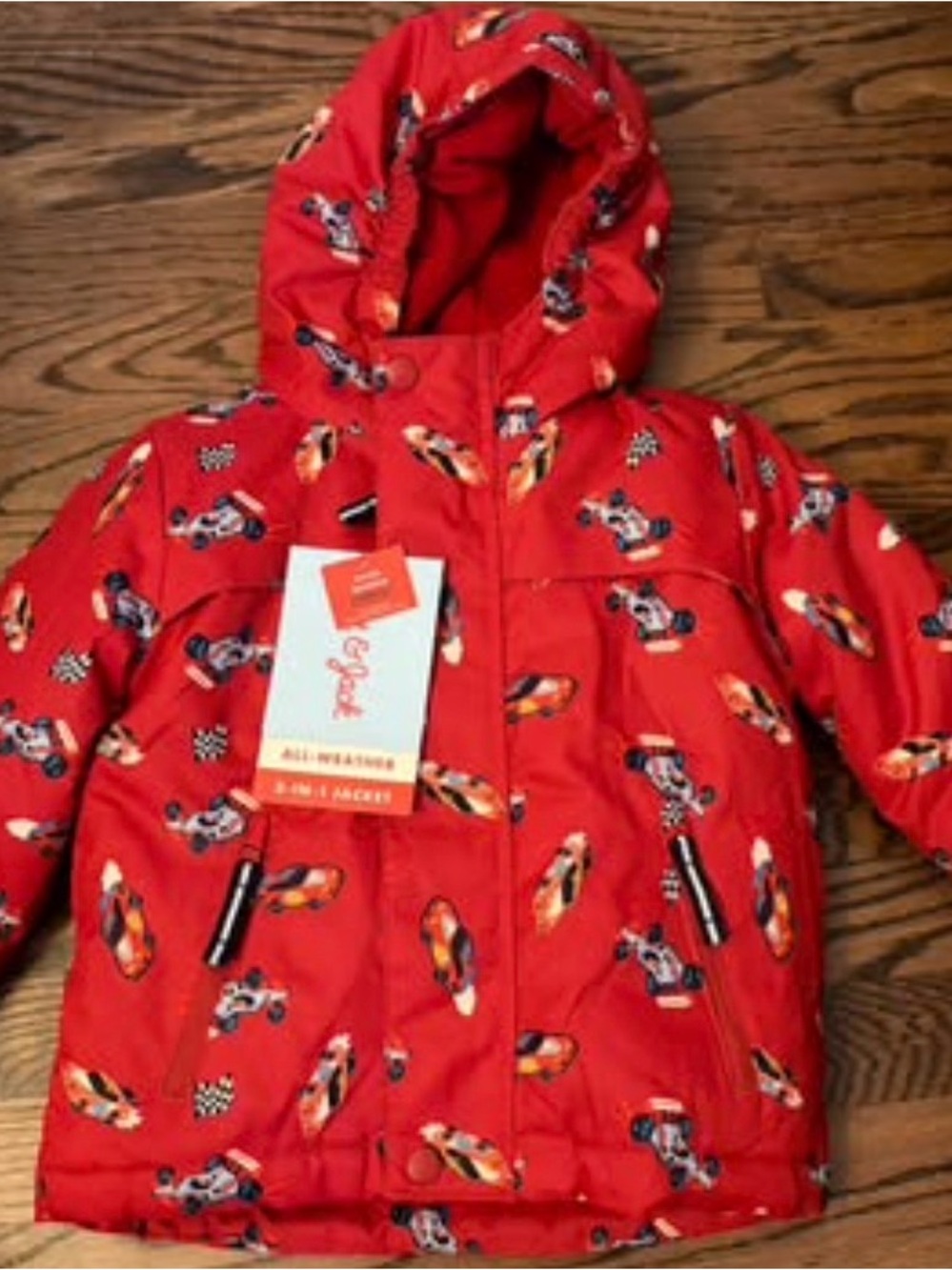 Red Car 3 in 1 Kids Hooded Jacket